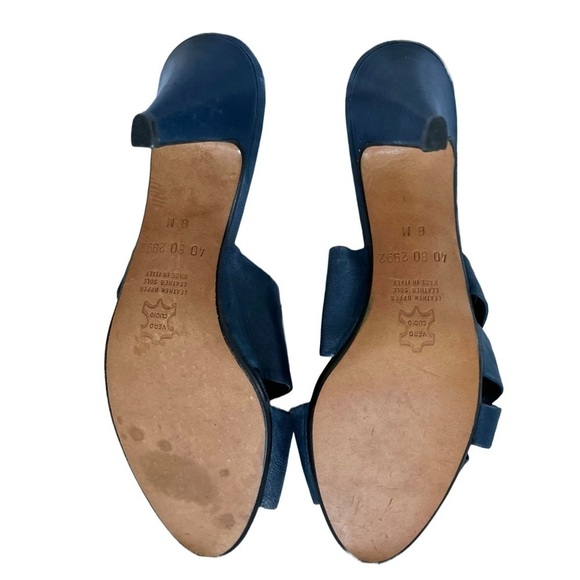 🚫Sold🚫VINTAGE 1980s Italian Navy Blue Leather Cross strap Heels Size 8 - Picture 6 of 6